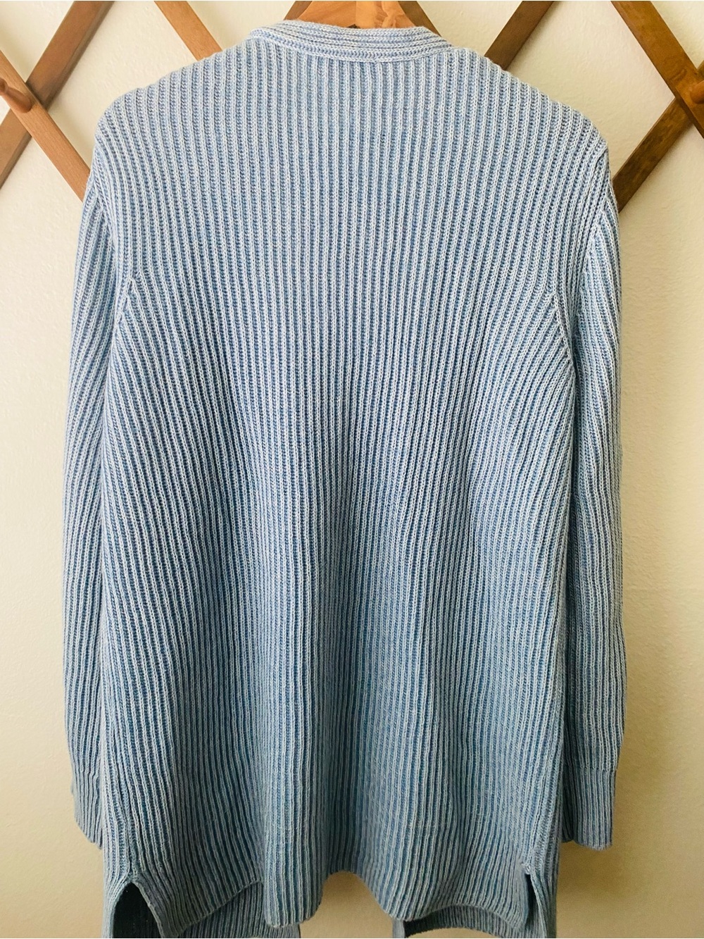 Matty M Light Blue Ribbed Open-Front Cardigan - Picture 2 of 4